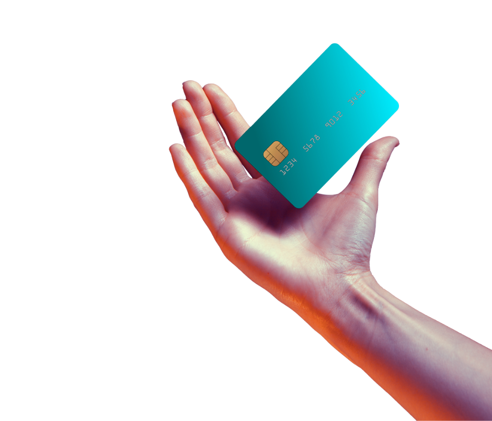 credit card and hand